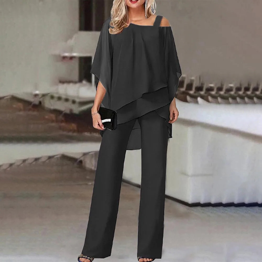Loose Casual Batwing Sleeve Top and Long Pants Set