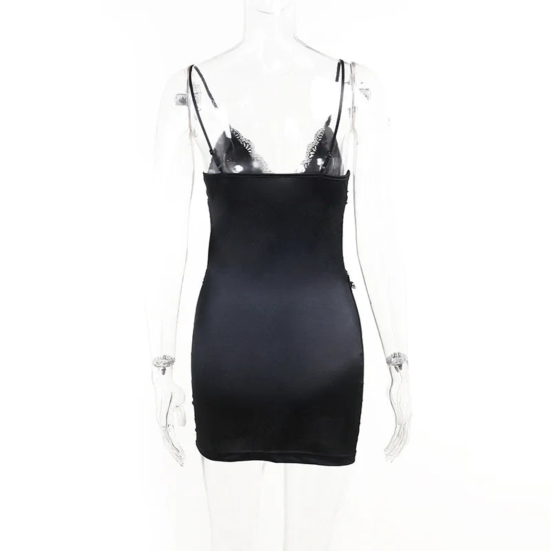 Backless Lace Detail Mini Dress