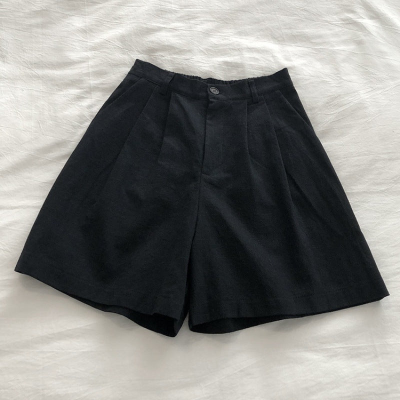 High-Waisted Cotton-Linen Casual Loose Shorts