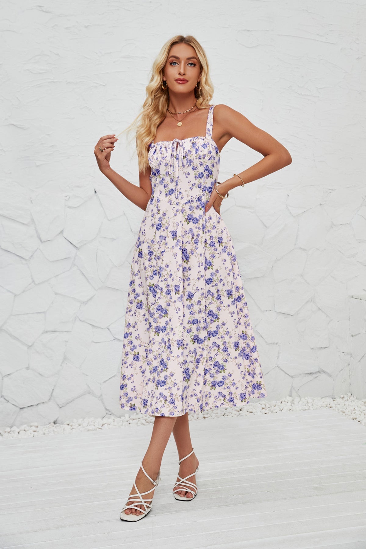 Spaghetti Strap Side-Slit Maxi Dress