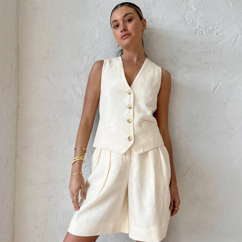 Sleeveless Vest and Shorts Two-Piece Set