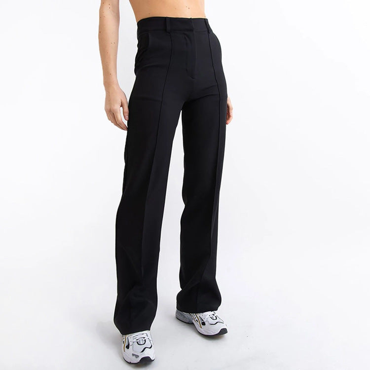 Solid Color Straight-Leg Wide-Leg Pants Trousers