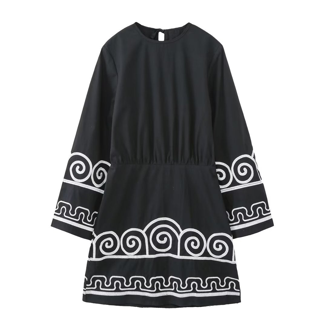 Embroidered Long Sleeve Dress
