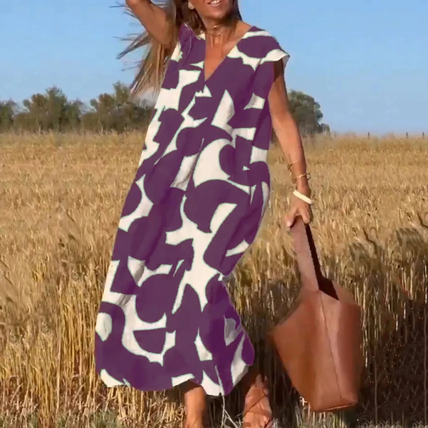 Boho V-Neck Sleeveless Maxi Dress