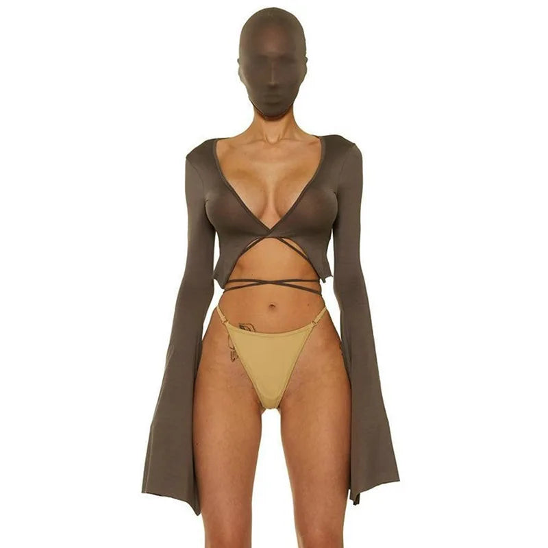 Tie Front Slim Cropped Top