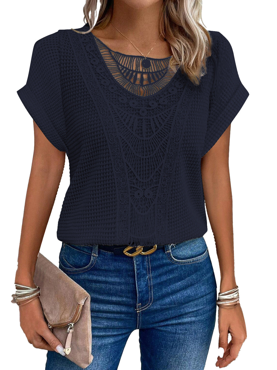 Lace Patchwork Blouse Top