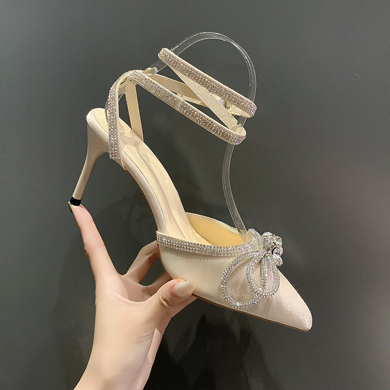 Pointed Toe Bow Stiletto Sandals