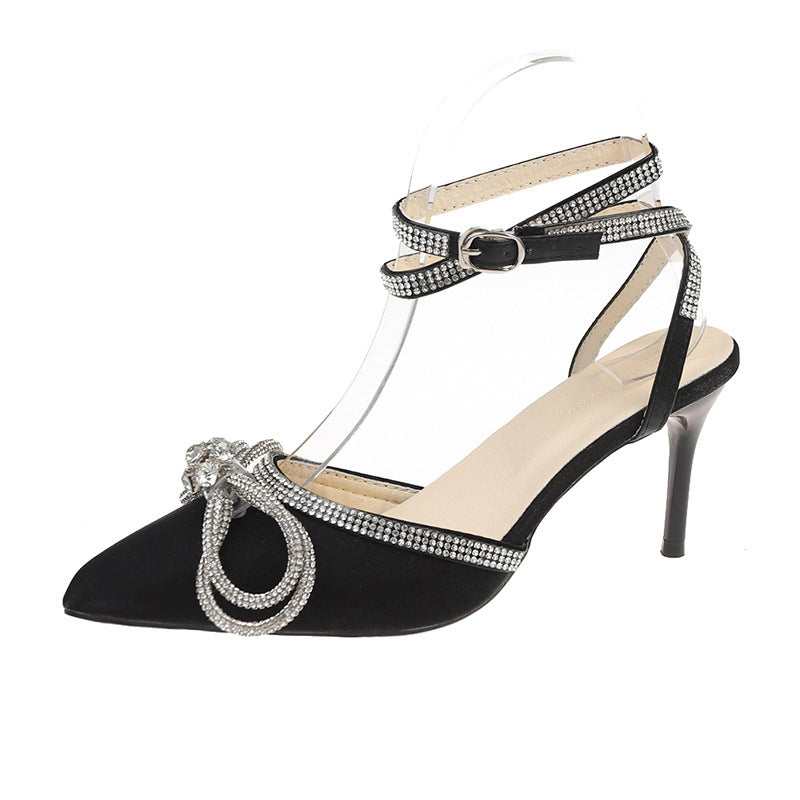 Pointed Toe Bow Stiletto Sandals