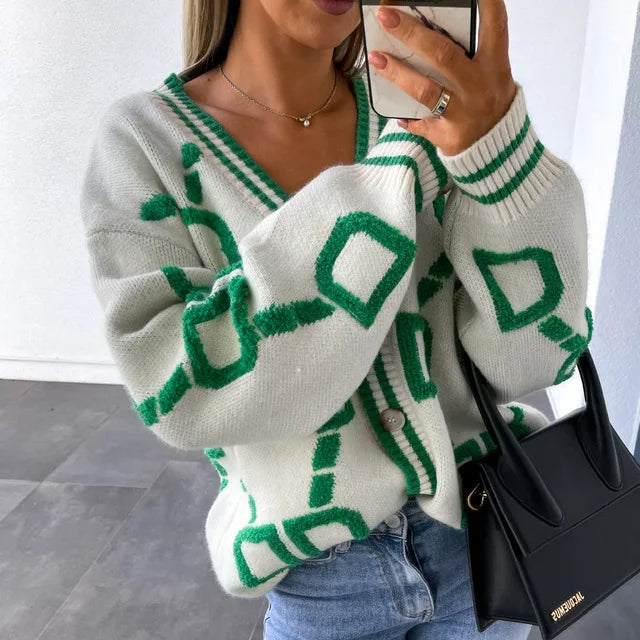 Knitted Button-Up Oversized Cardigan
