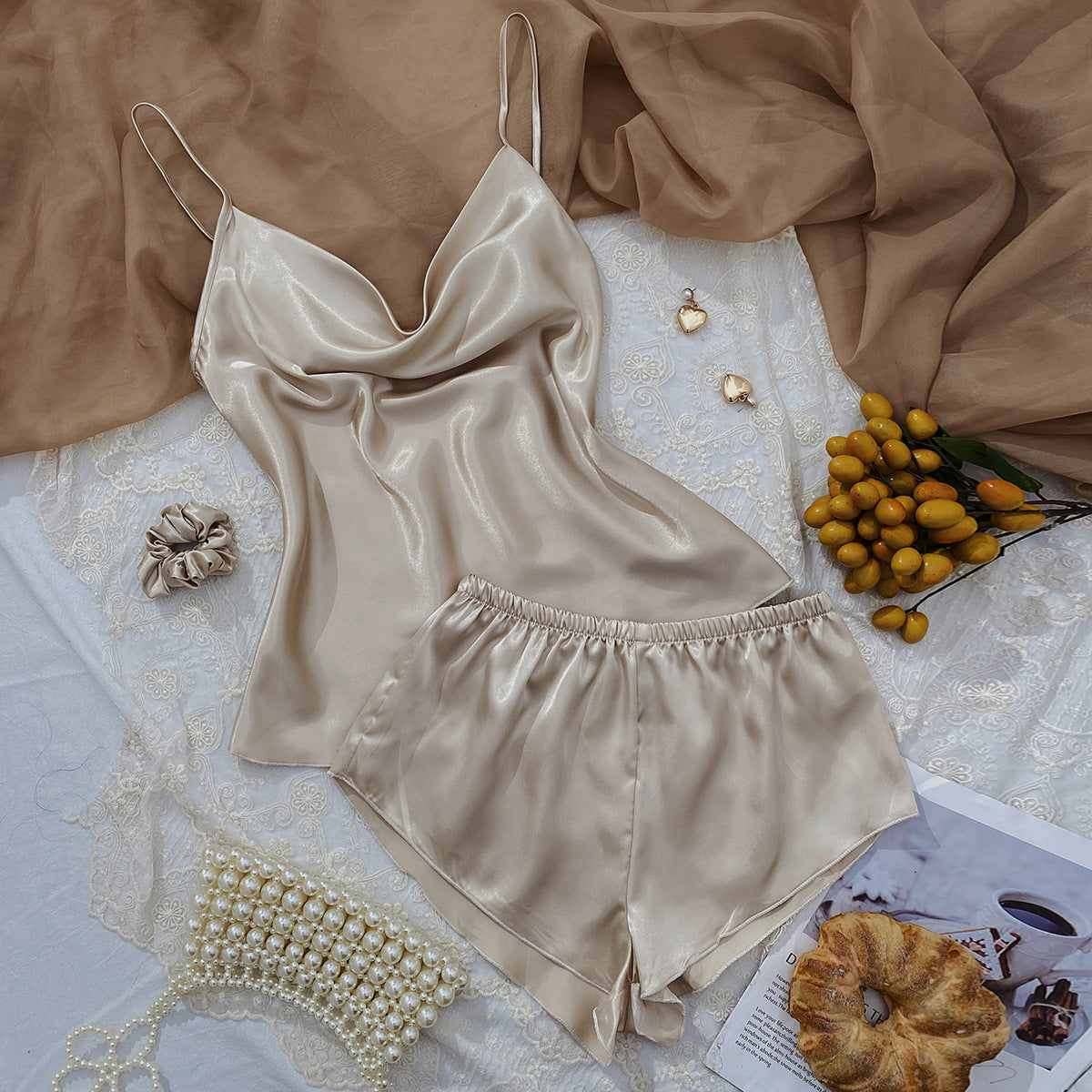 Ice Silk Pajama Set: Light & Sexy 2-Piece