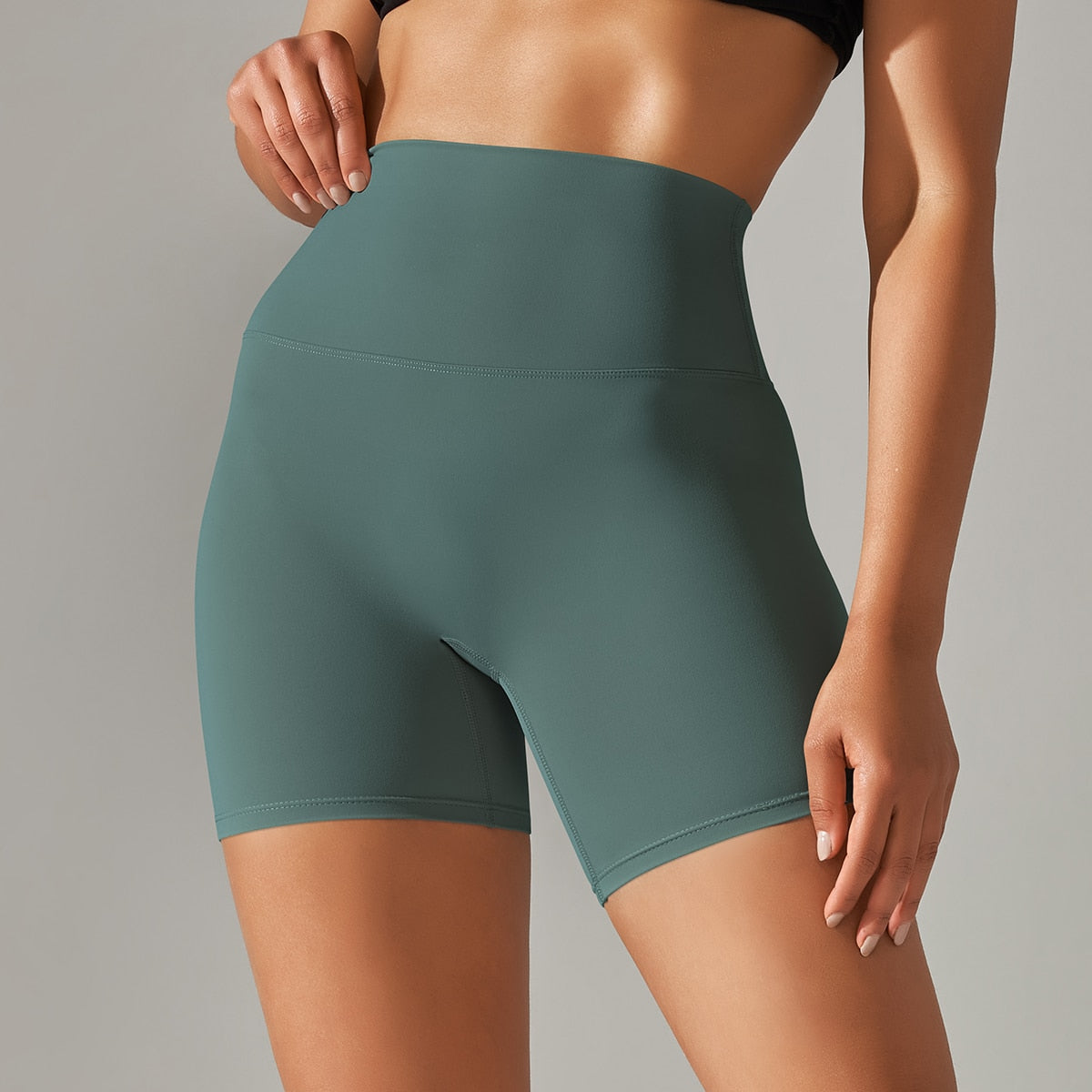 Breathable High-Waist Yoga Shorts