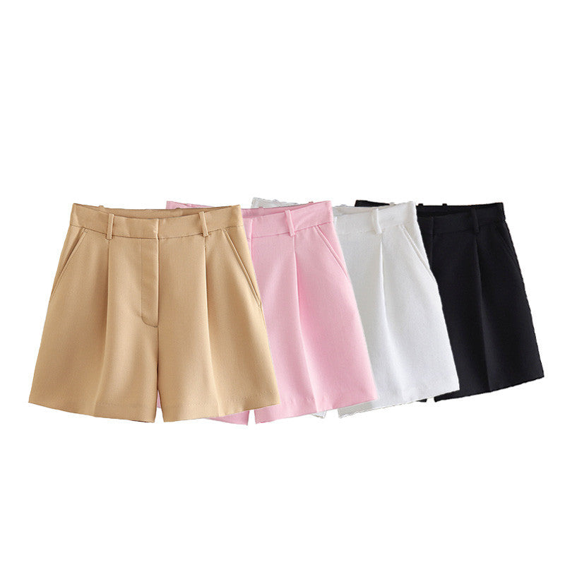 High-Waisted Pleated Shorts