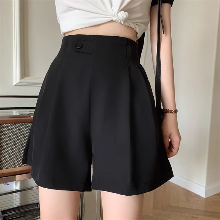 Black High-Waisted Casual Shorts