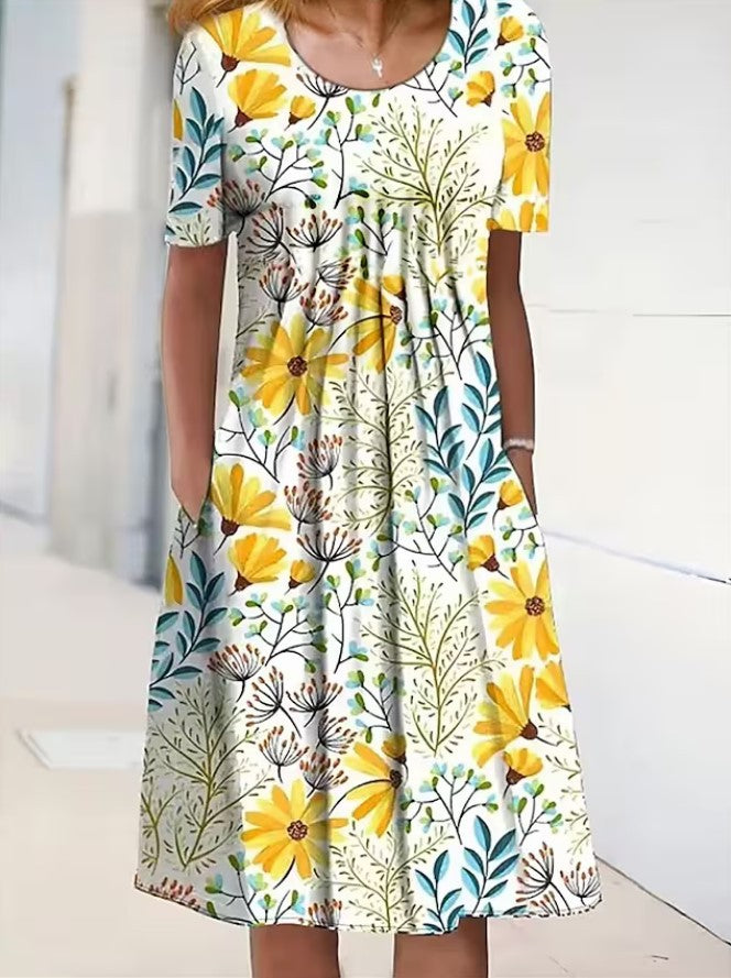 Printed Pocket Midi Dress