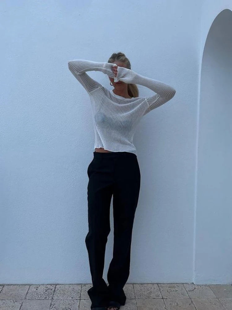 Thin Hollow Knit Sweater