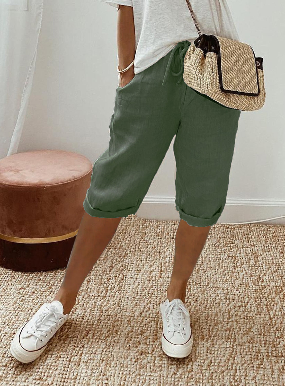 Elastic Waist Casual Pants