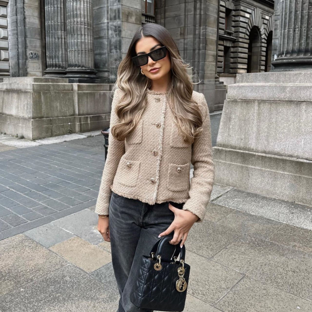 Pocket Coarse-Weave Short Jacket