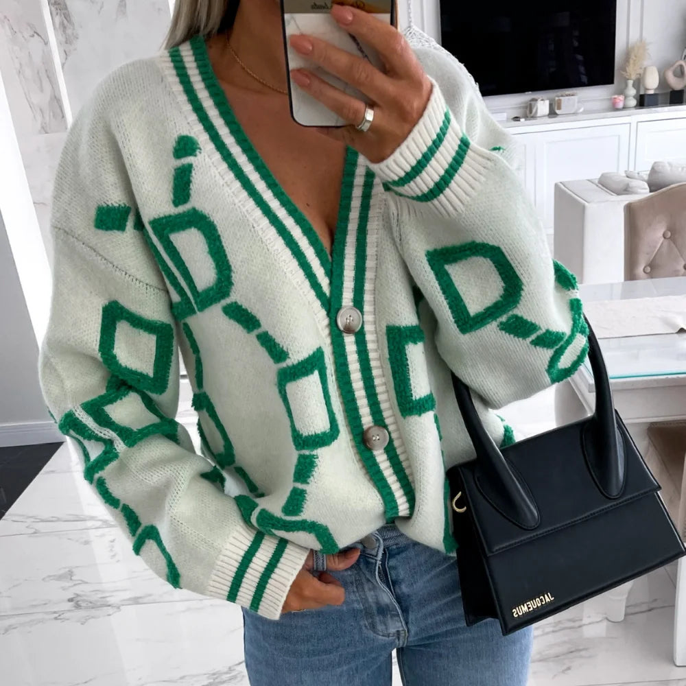 Knitted Button-Up Oversized Cardigan