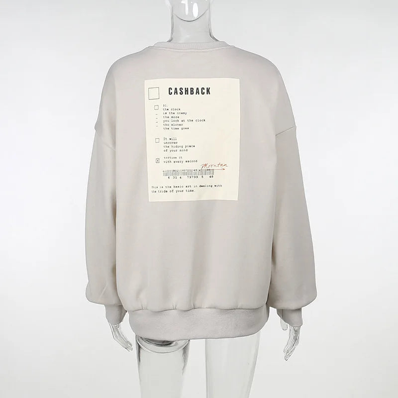 Long Sleeve Top Letters Pattern Pullovers Sweatshirt