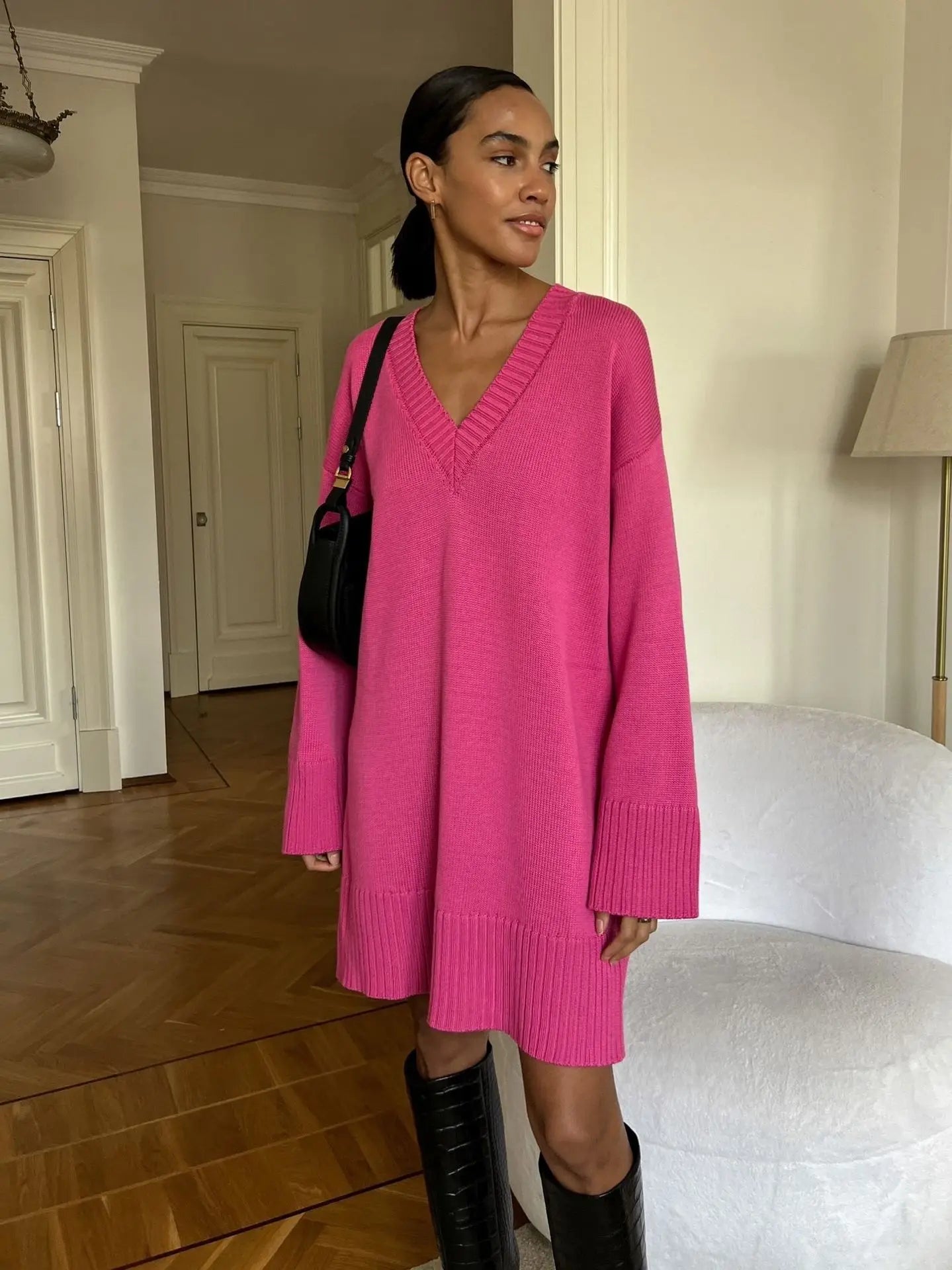 Knitted V-Neck Pullover Sweater