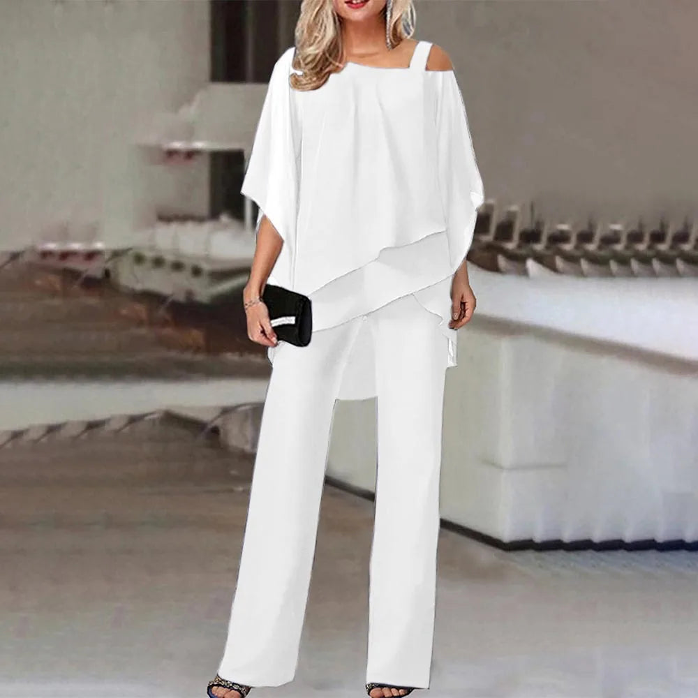 Loose Casual Batwing Sleeve Top and Long Pants Set