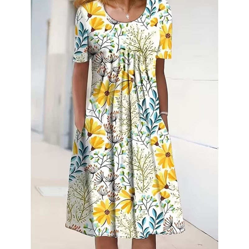Printed Pocket Midi Dress