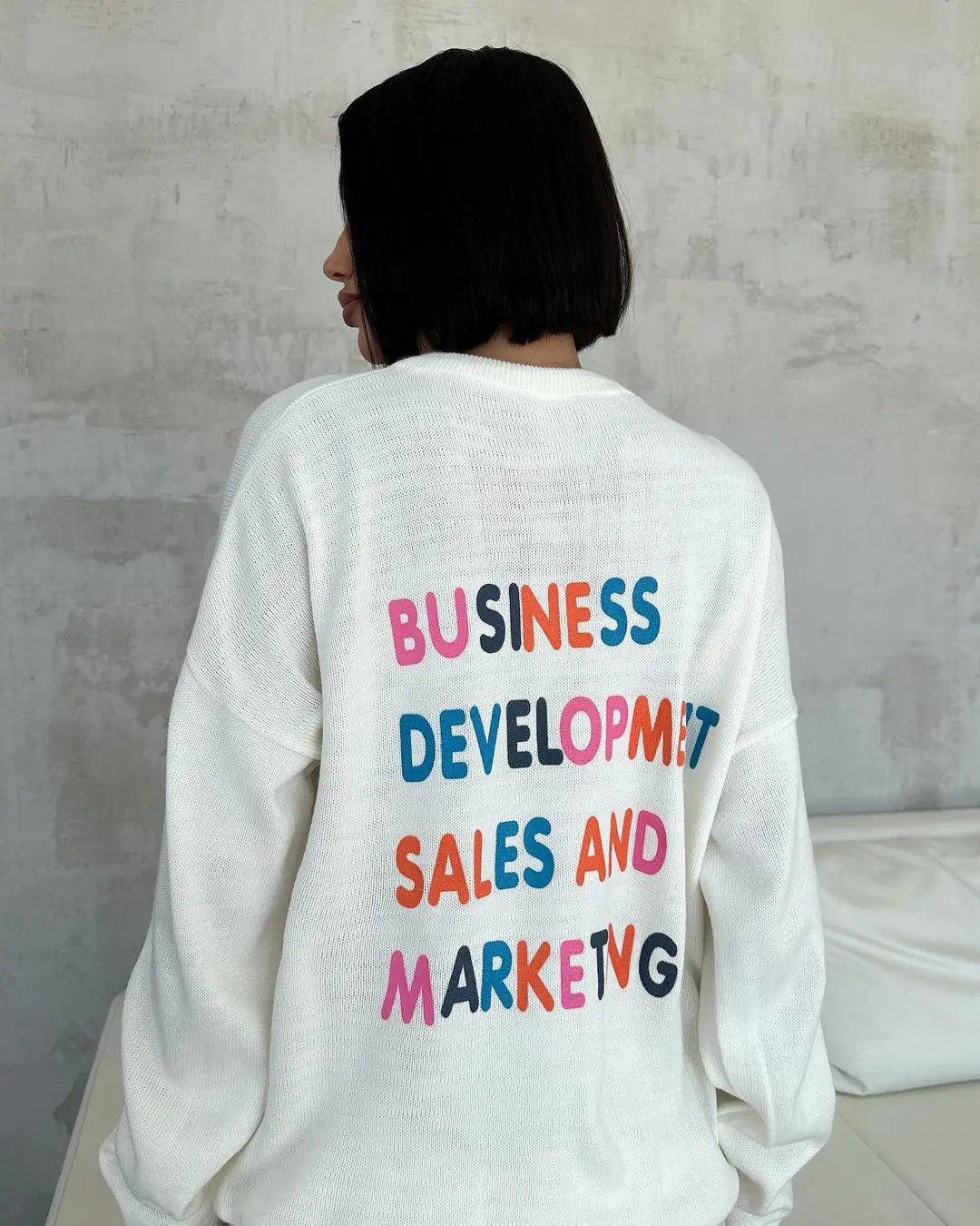 Multicolor Letter Knitted Pullover