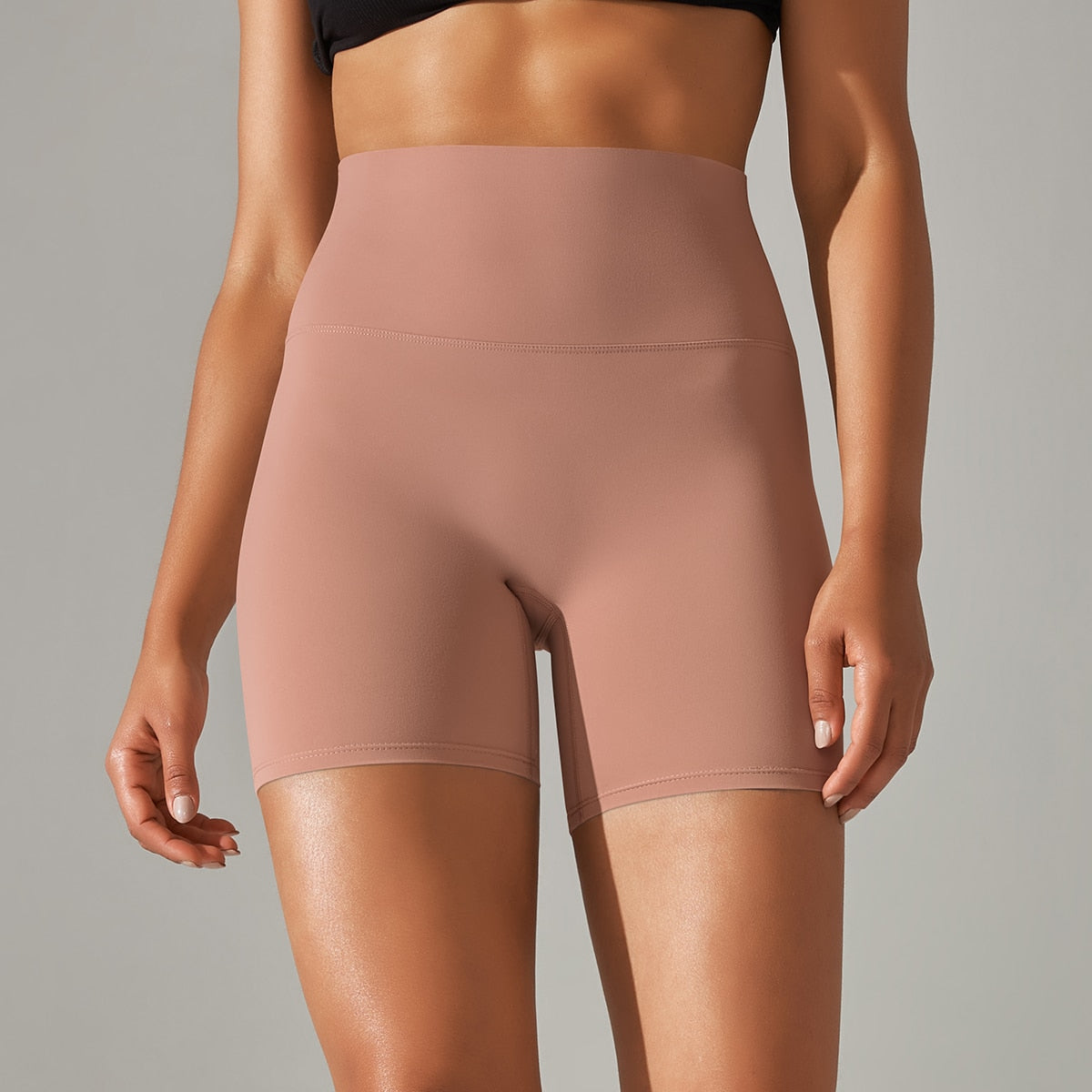 Breathable High-Waist Yoga Shorts