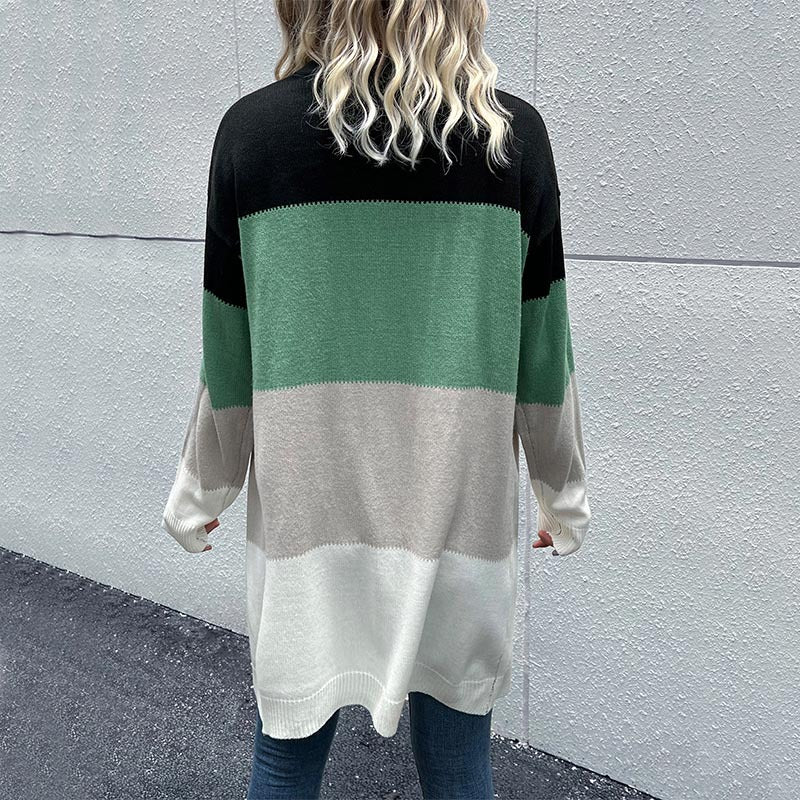 Color-Block Long Sleeve Cardigan
