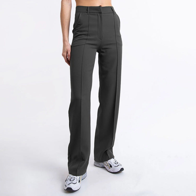 Solid Color Straight-Leg Wide-Leg Pants Trousers