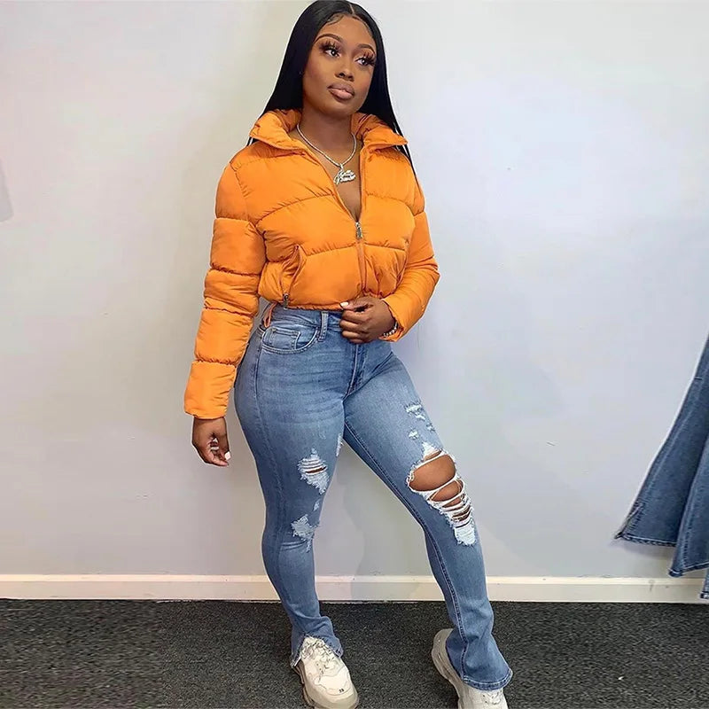 Solid Down Puffer Jacket - Fall/Winter Coat