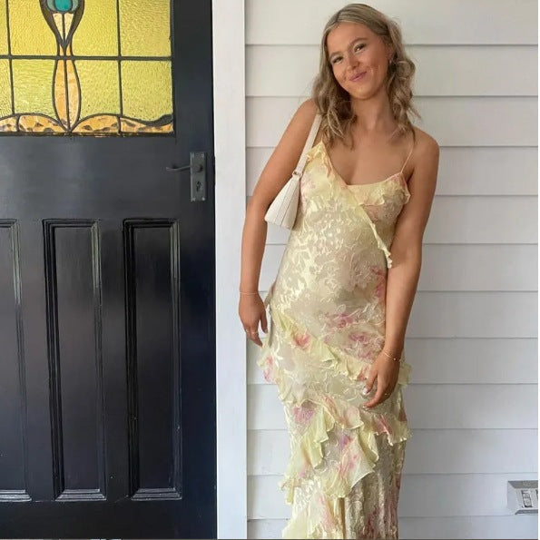 V Neck Backless Long Dresses
