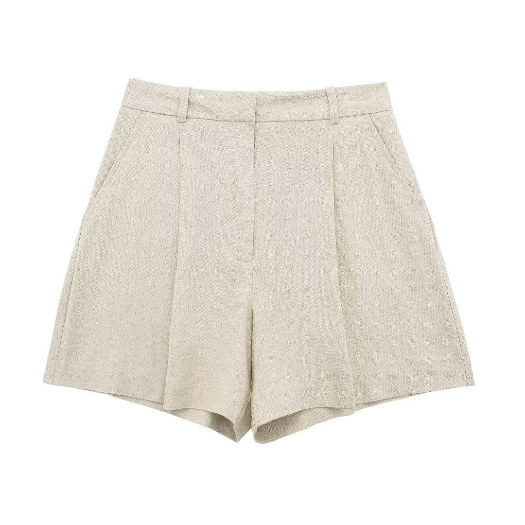 Casual Linen Blend Vest Top + Shorts