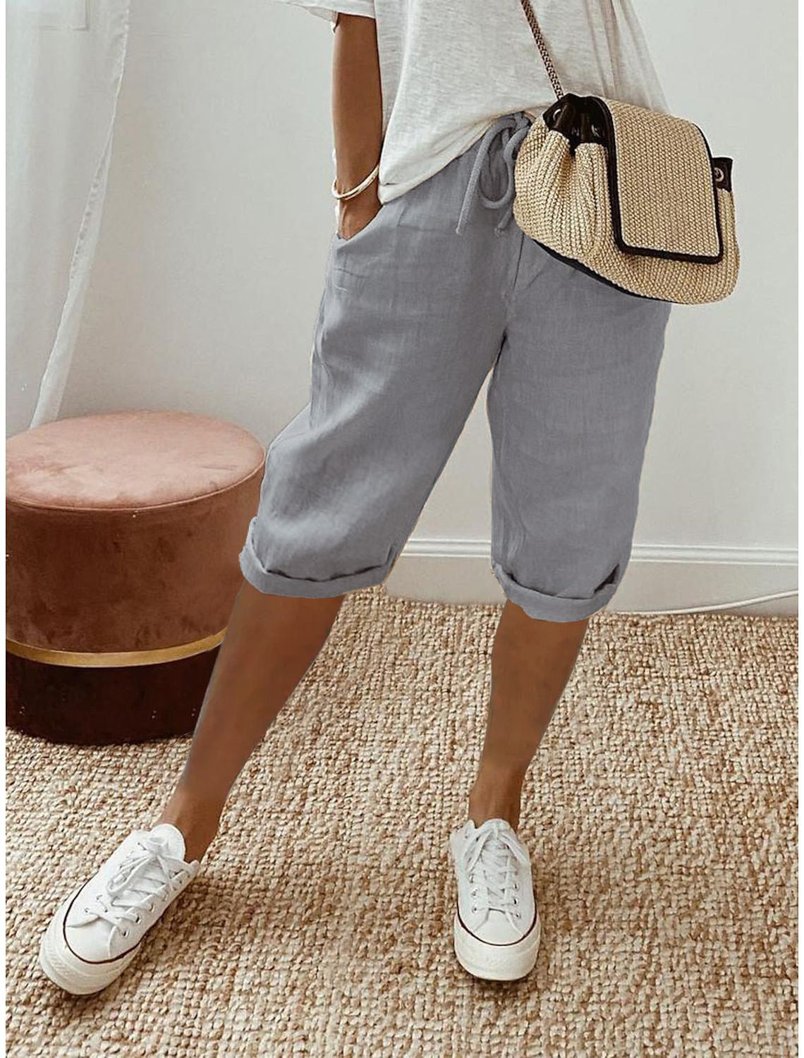 Elastic Waist Casual Pants