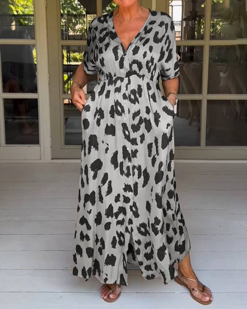 Loose Casual Leopard Print Dress