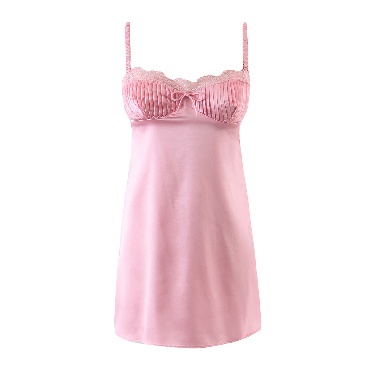 Pink Satin Backless Slip Dress