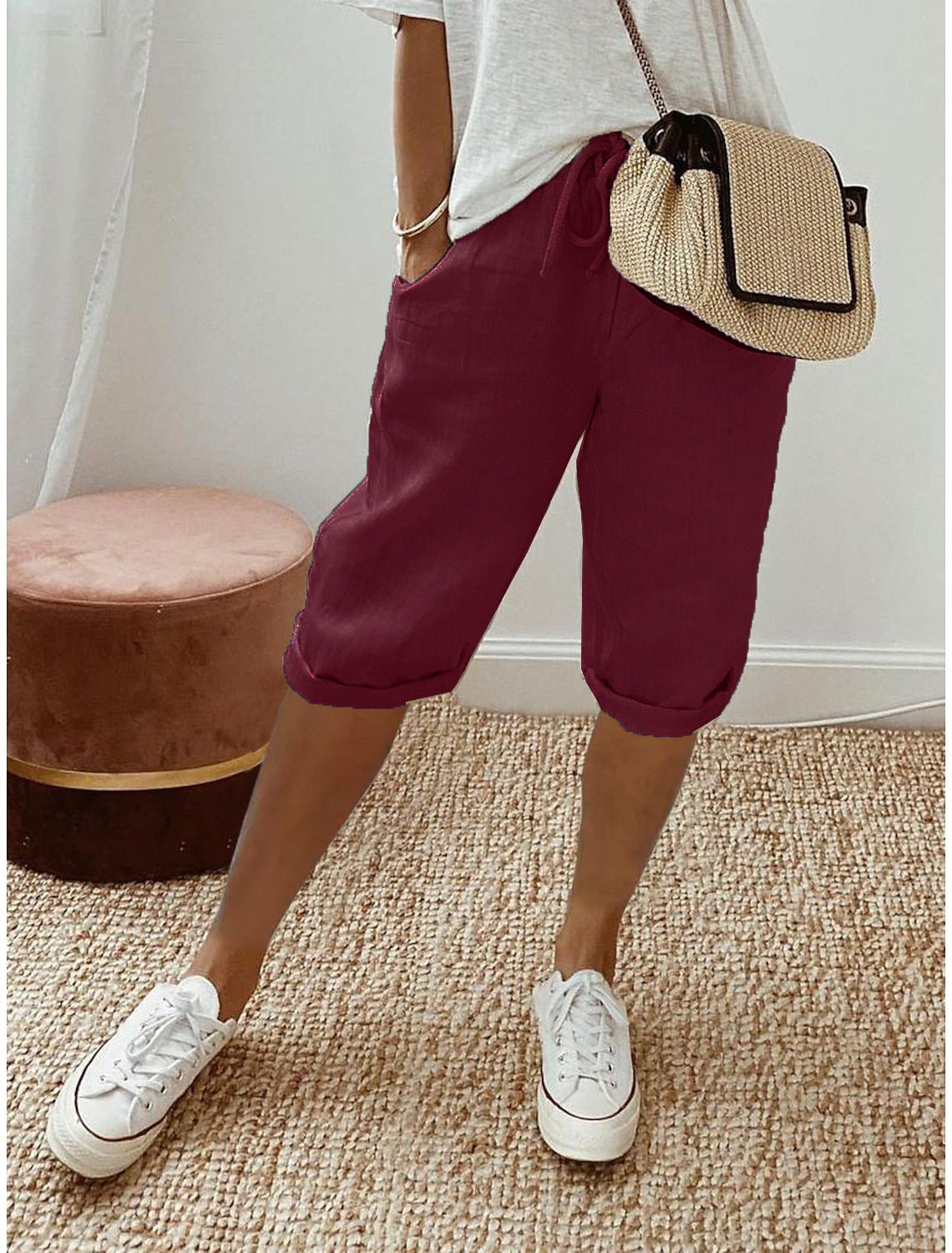 Elastic Waist Casual Pants