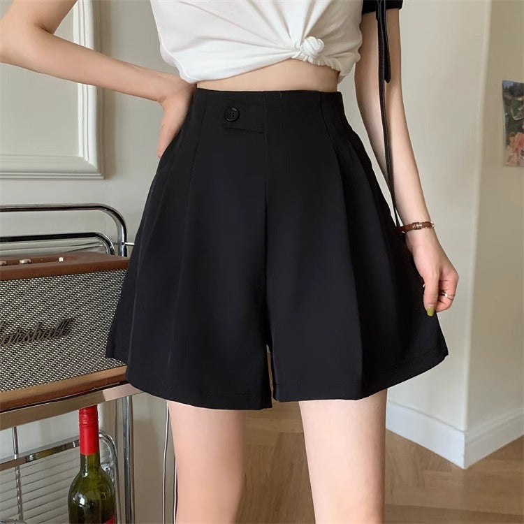 Black High-Waisted Casual Shorts