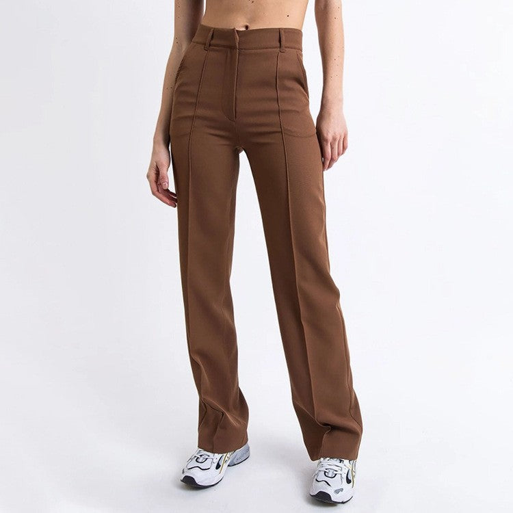Solid Color Straight-Leg Wide-Leg Pants Trousers