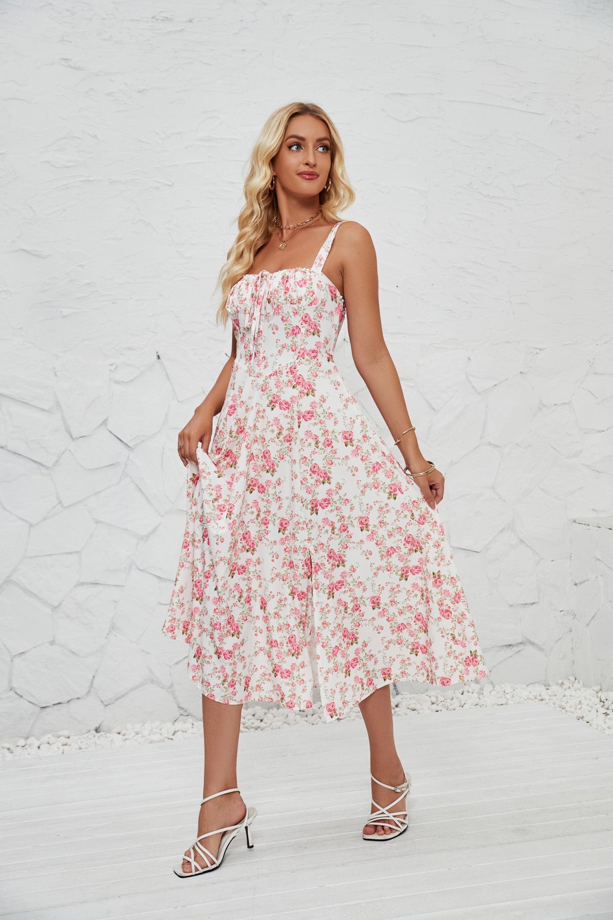 Spaghetti Strap Side-Slit Maxi Dress