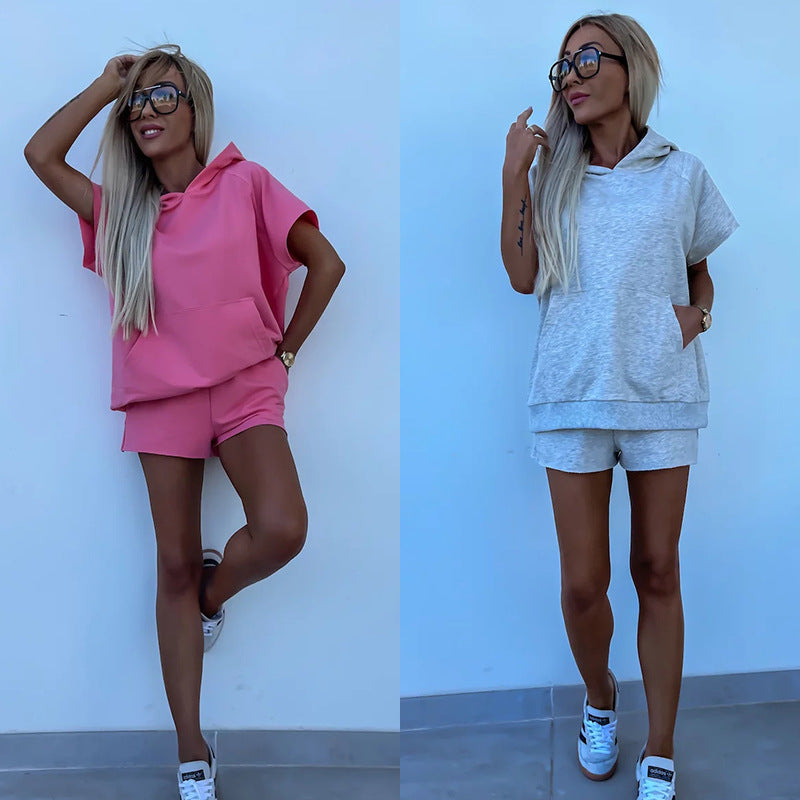 Loose-Fit Hooded Sweatshirt & Shorts Set