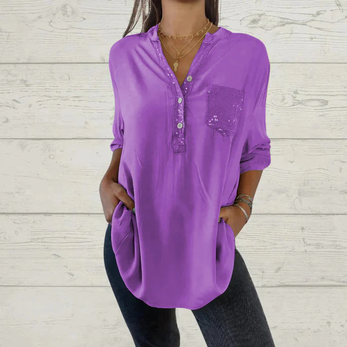 Color V-Neck Shirt