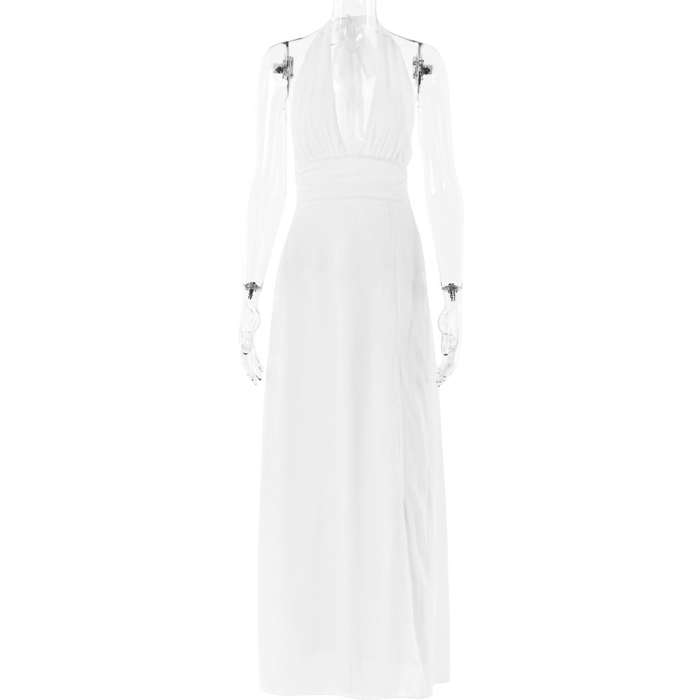 V-Neck Halter Backless Dress