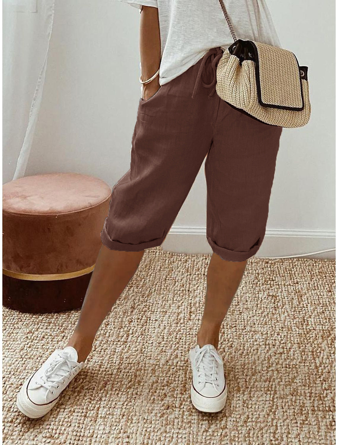 Elastic Waist Casual Pants