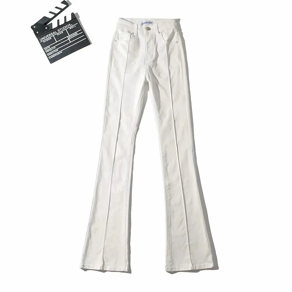 Hollow Flare High-Waist Denim Jeans