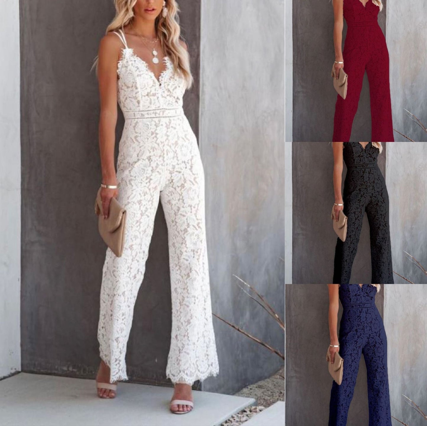 Lace Patchwork Sleeveless Jumpsuit