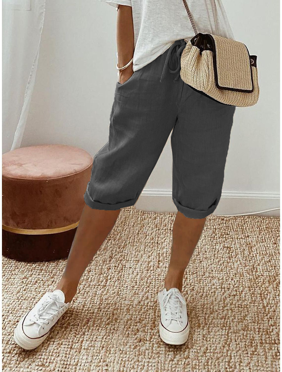 Elastic Waist Casual Pants
