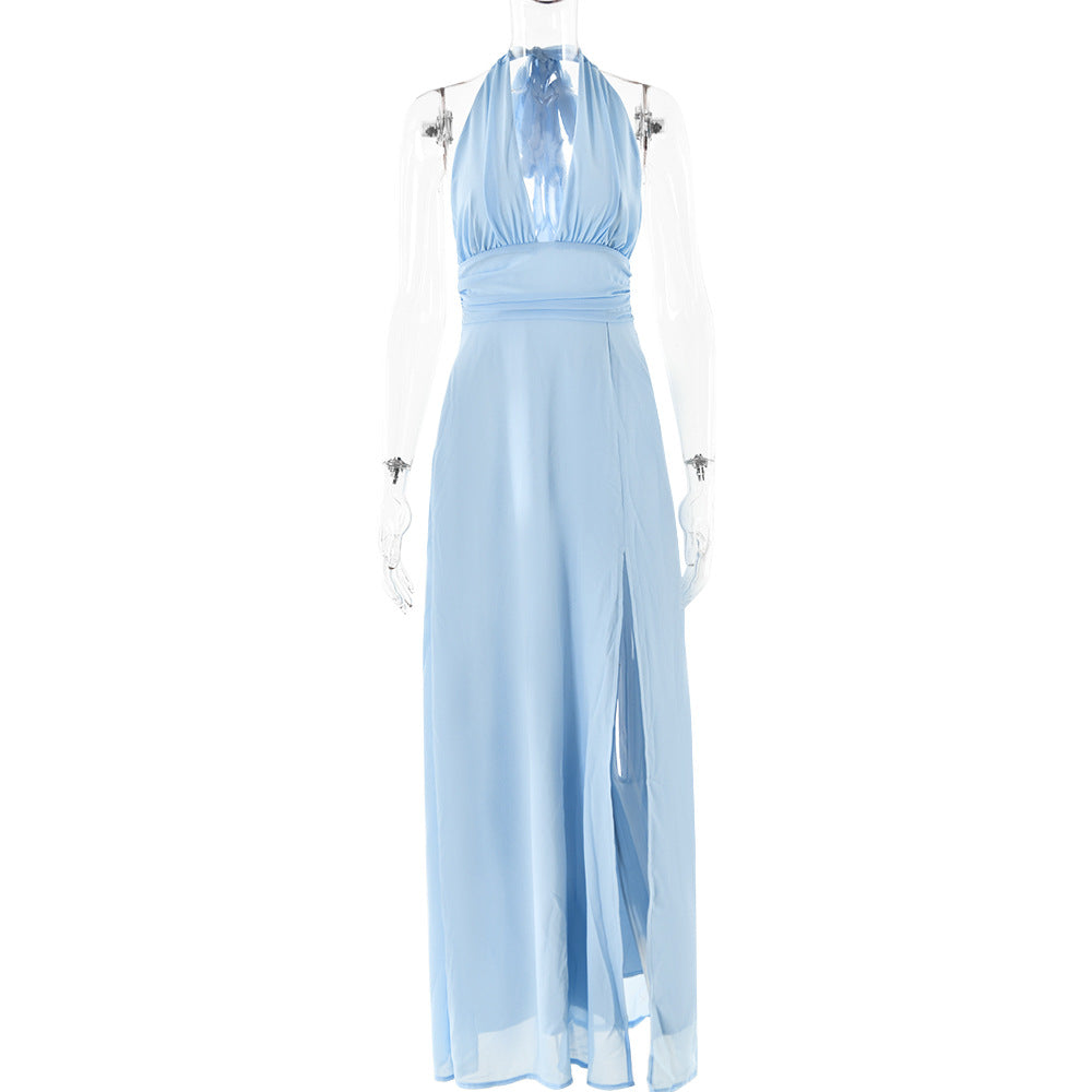 V-Neck Halter Backless Dress