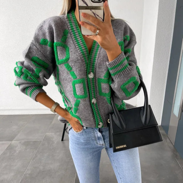 Knitted Button-Up Oversized Cardigan