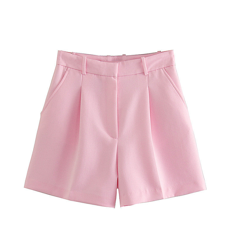 High-Waisted Pleated Shorts